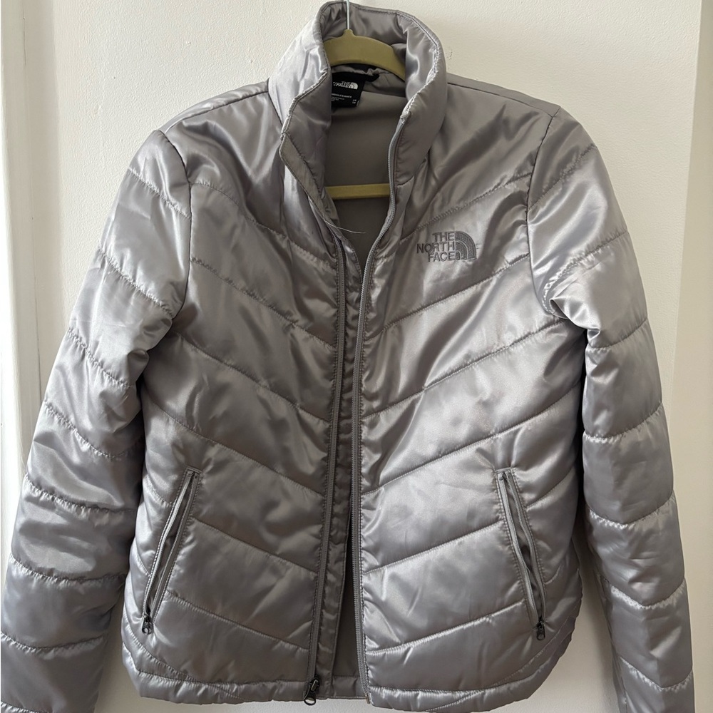 The North Face Women's Metallic Gray Puffer Jacket